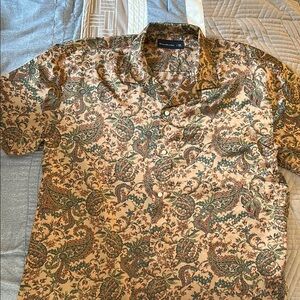 Abercrombie and Fitch Camp Collar Paisley Print Silky Short Sleeved Shirt NWOT
